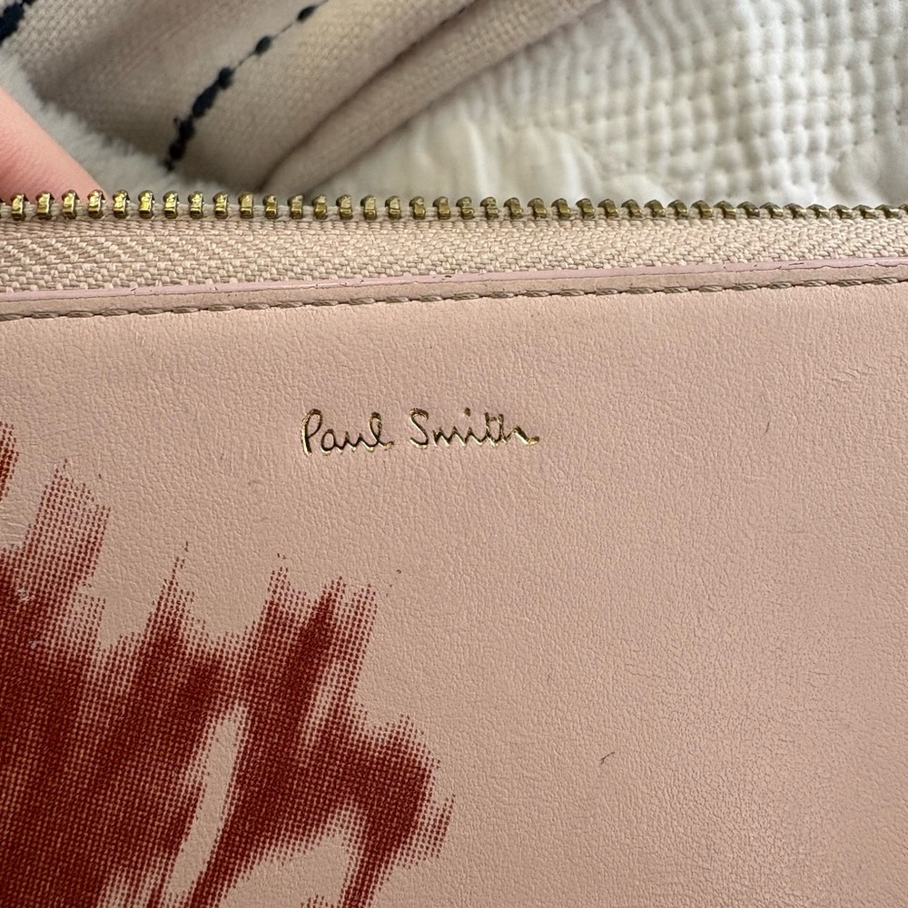 Paul Smith Pink Large Zip Wallet with Rose Accents